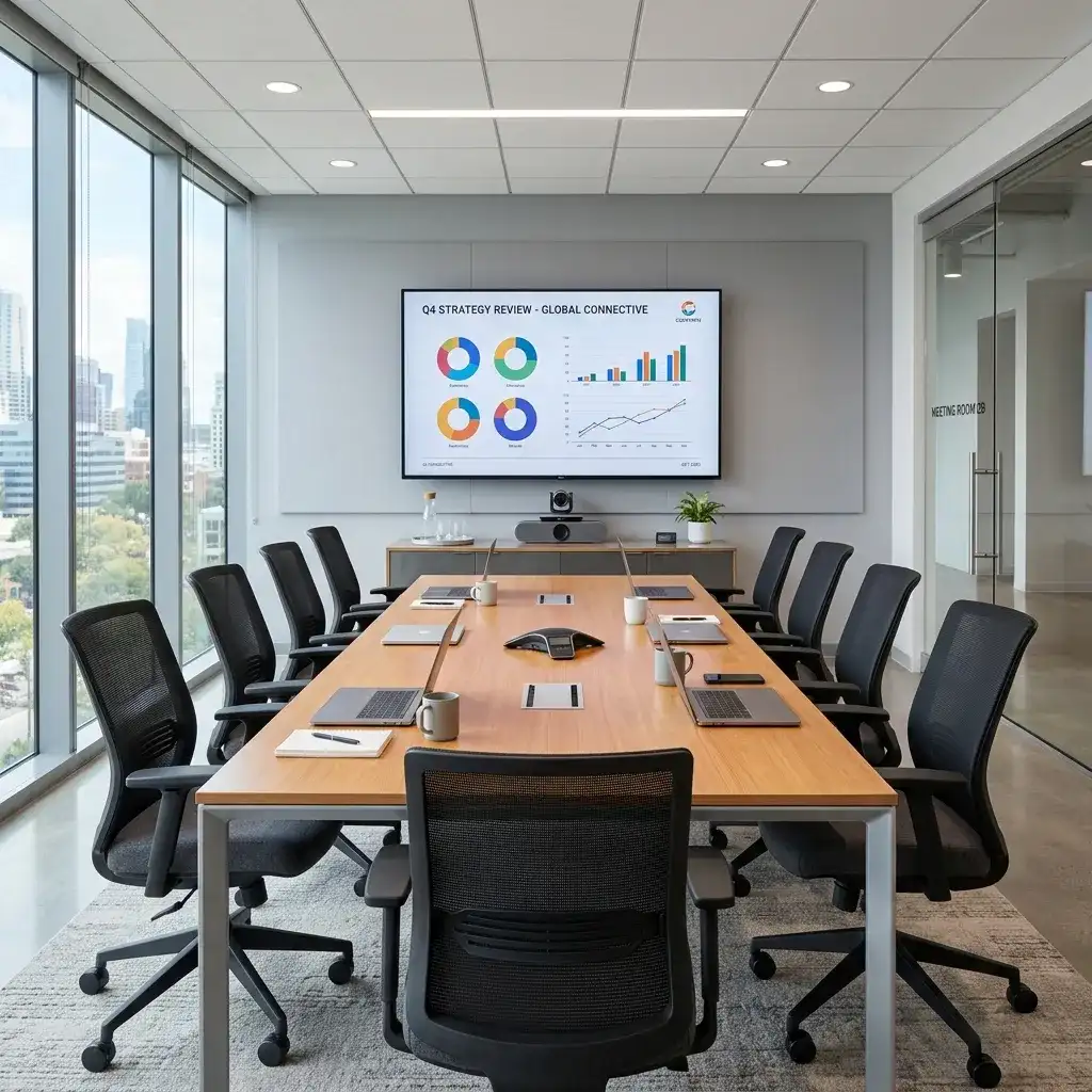 Paket furniture dan videotron untuk ruang rapat dan meeting room instansi