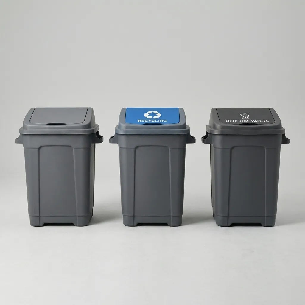 Set tempat sampah kantor terpilah organik anorganik bahan stainless untuk kebersihan instansi
